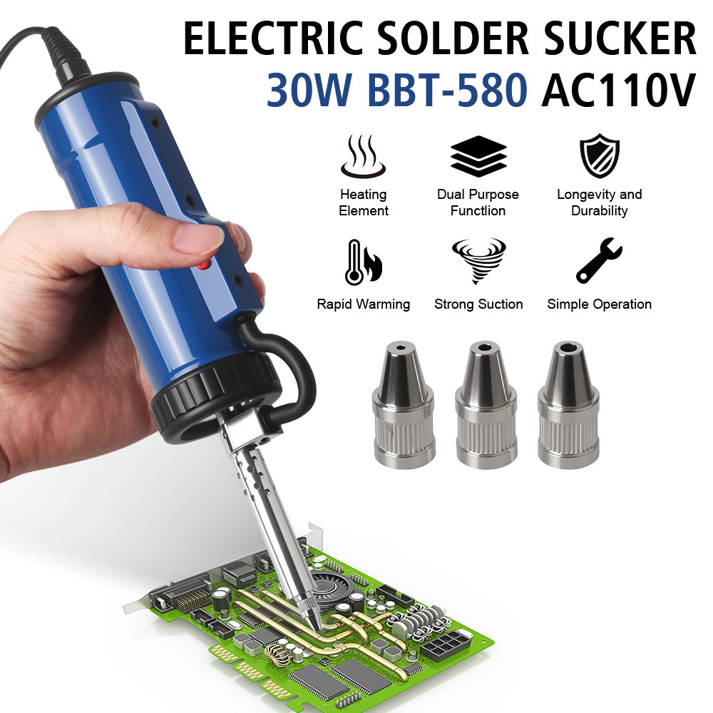 Desoldering Pump Electric Vacuum Station - Remova bomba com 3 bocal de